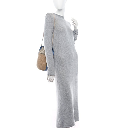 Chloe Raffia Calfskin Small Woody Basket Bag Washed Blue 2 of 12