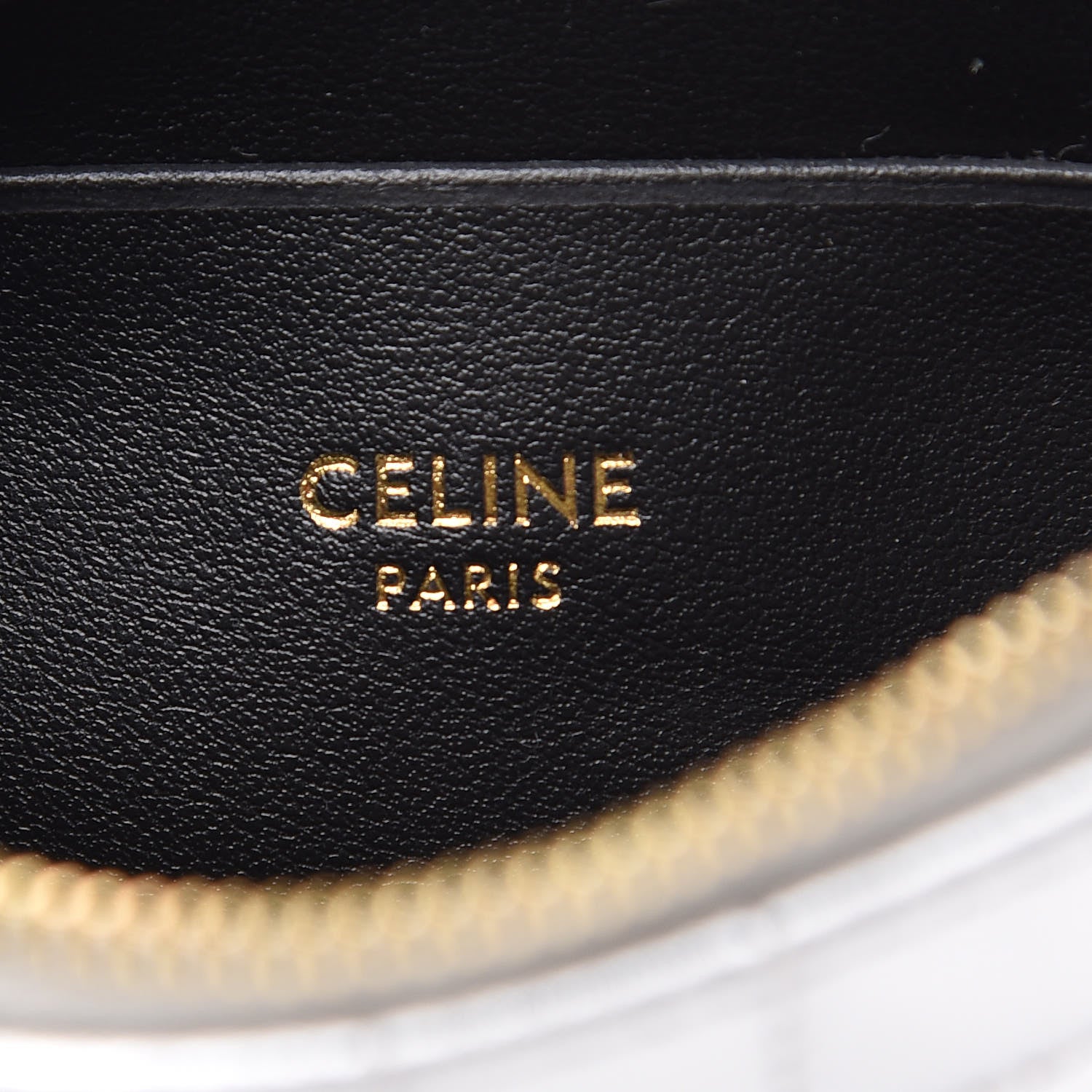 Celine Laminated Calfskin Quilted C Charm Coin Card Pouch Silver 6 of 7