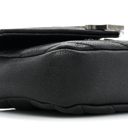 Saint Laurent Sheepskin Matelasse Chevron Monogram Mini College Bag Black 9 of 10
