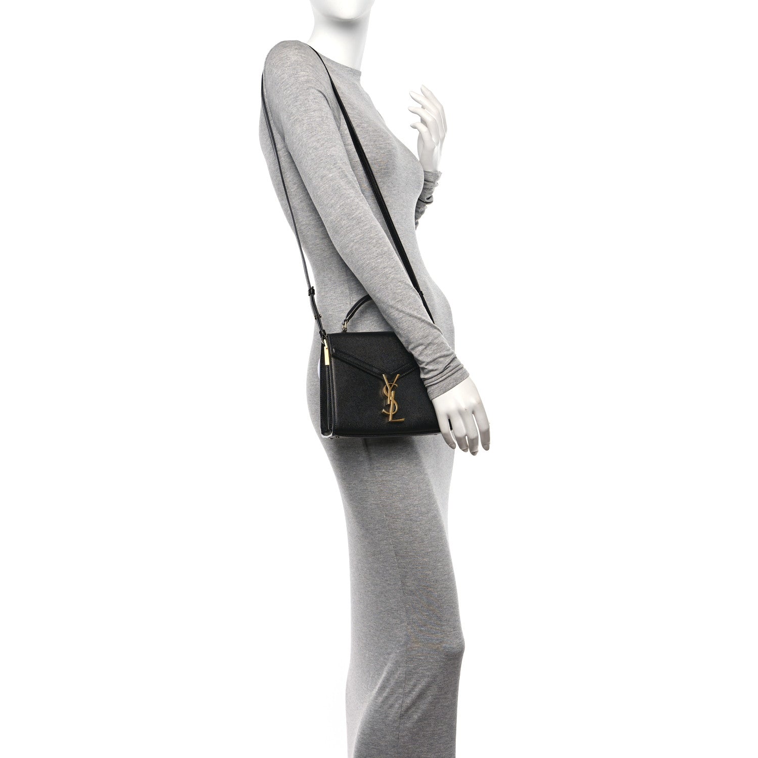 Saint Laurent Grain de Poudre Mini Classic Monogram Cassandra Top Handle Black 2 of 9