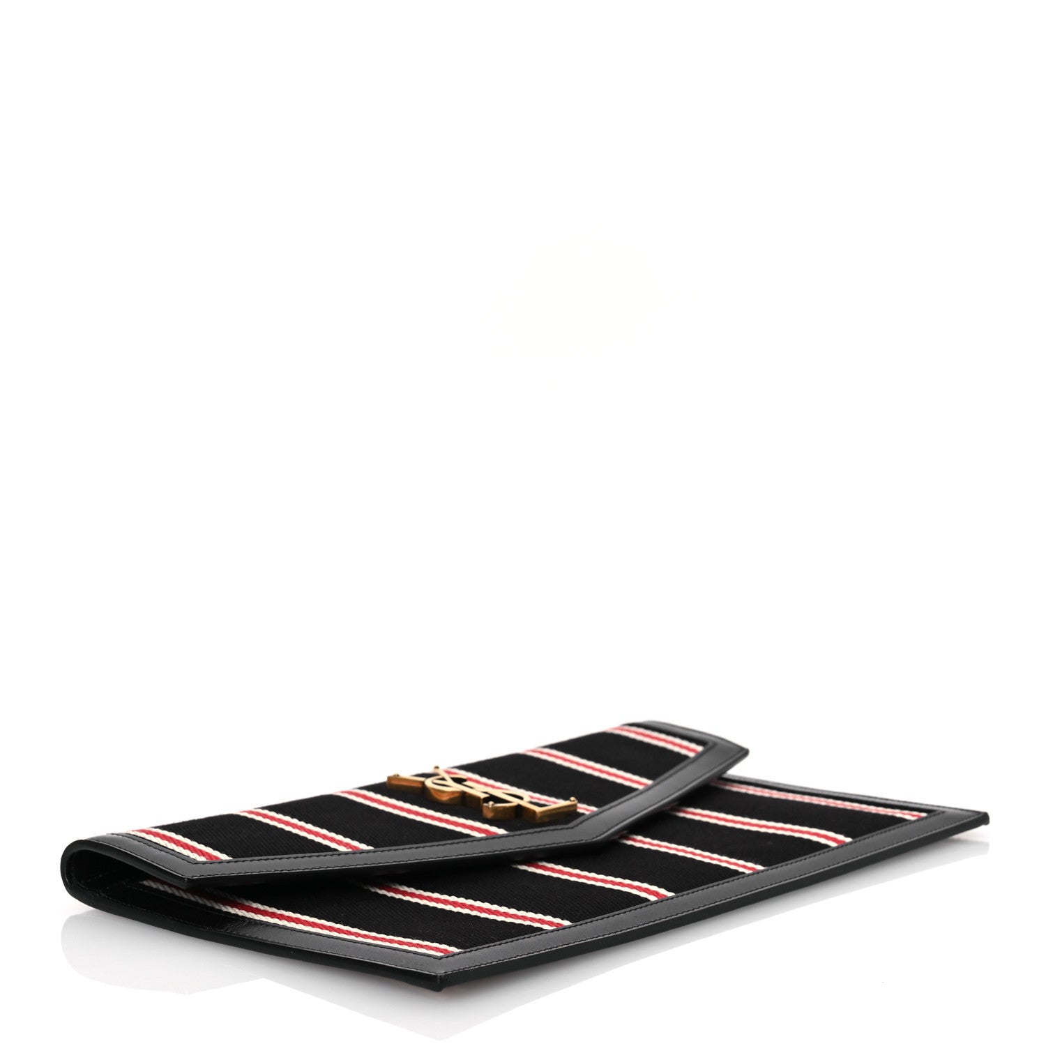 Saint Laurent Canvas Striped Uptown Pouch Red Black 4 of 9