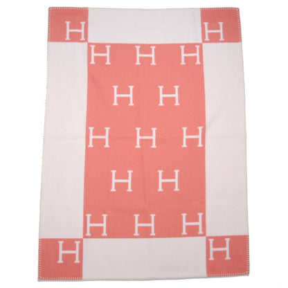 Hermes Wool Cashmere Avalon Baby Blanket Rose Airelle White 2 of 5