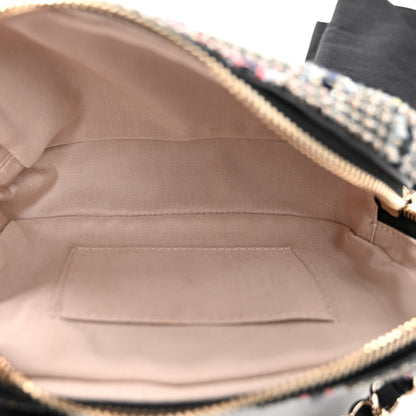 Chanel Tweed Lambskin Quilted Double Belt Bag Black 6 of 14