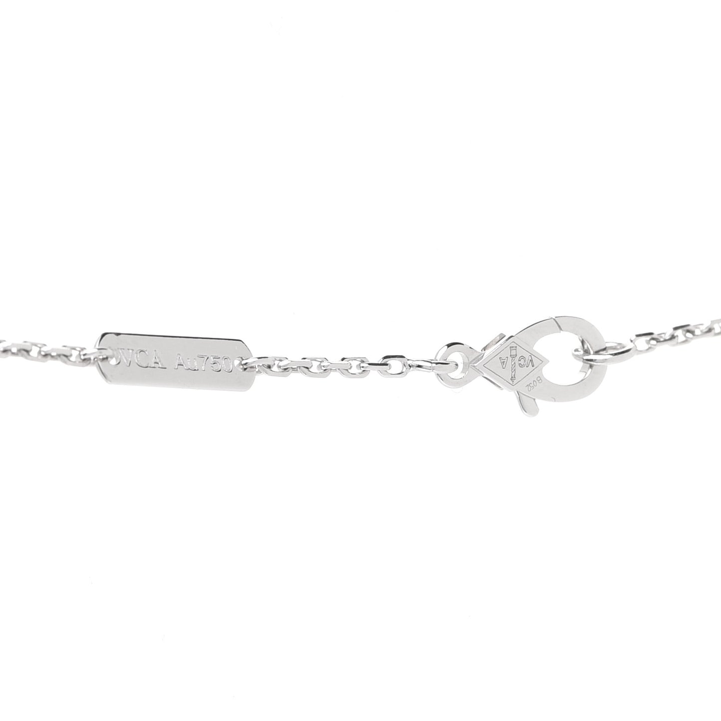 18K White Gold Diamond Guilloche Vintage Alhambra Pendant Necklace