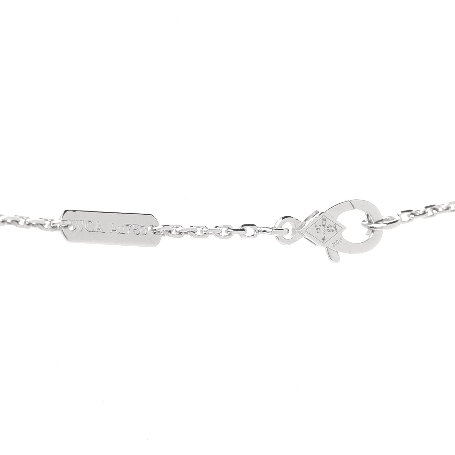 Van Cleef & Arpels 18K White Gold Diamond Guilloche Vintage Alhambra Pendant Necklace 5 of 6