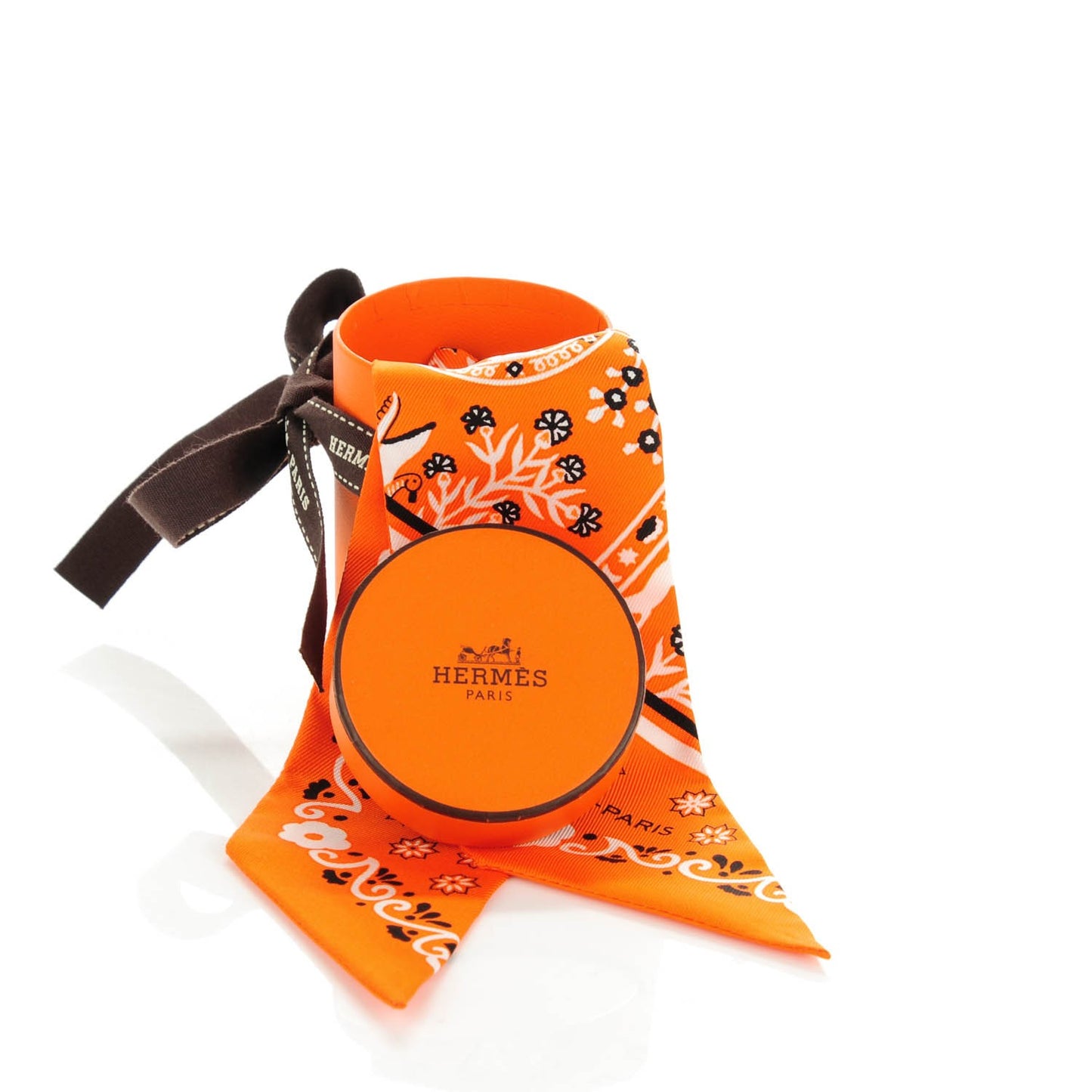 Silk Peuple Du Vent Bandana Twilly Orange Noir Blanc
