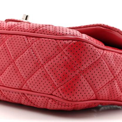 Chanel Lambskin Perforated Medium Double Flap Dark Pink 9 of 10