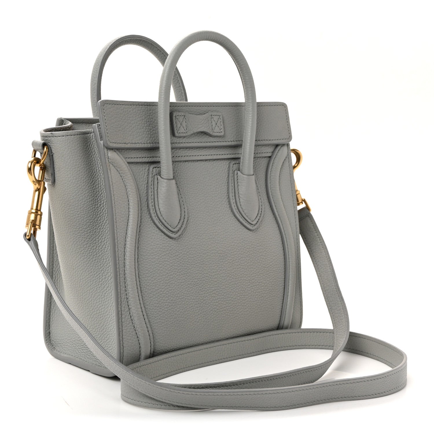 Celine Drummed Calfskin Nano Luggage Pearl Blue 3 of 10