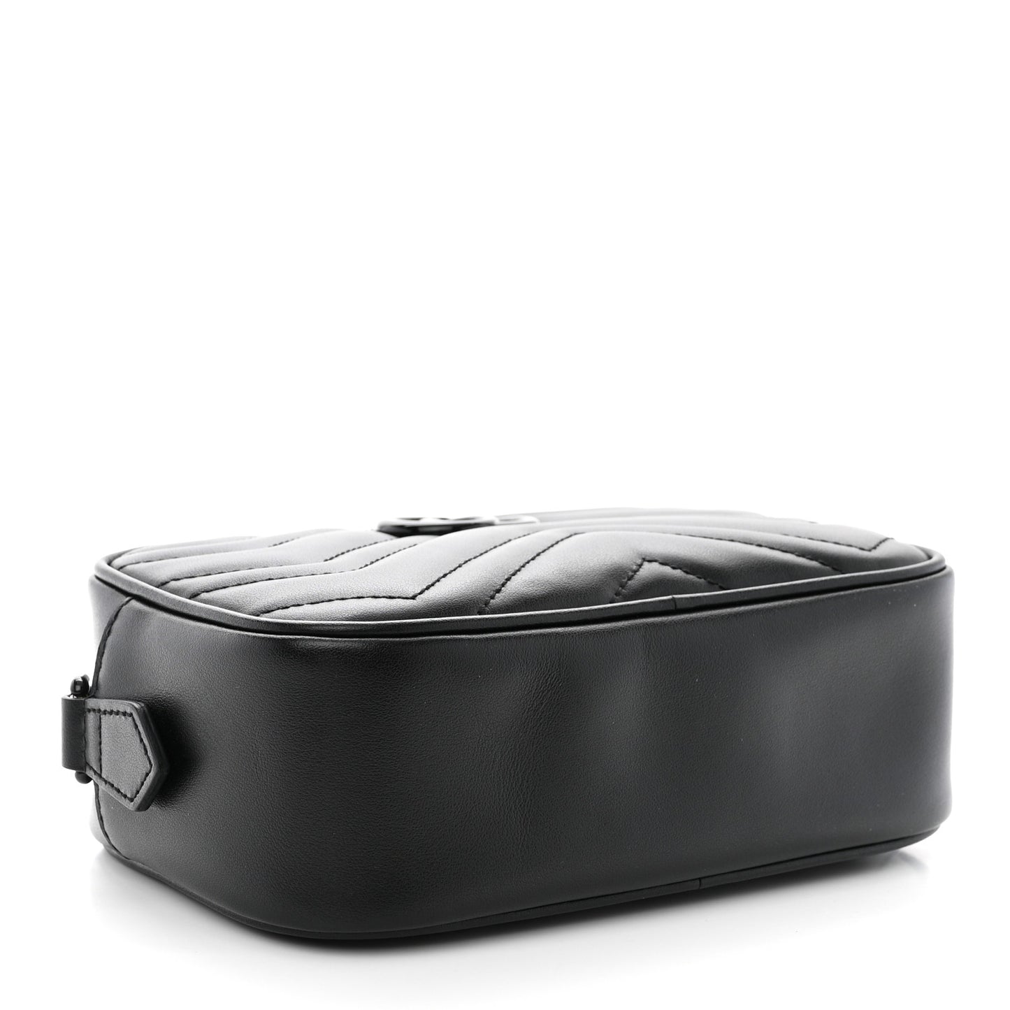 Calfskin Matelasse Monochrome Mini GG Marmont Chain Shoulder Bag Black