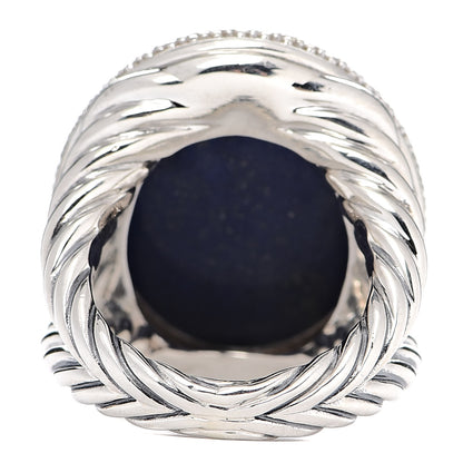 David Yurman Sterling Silver Diamond Lapis Lazuli Signature Oval Ring 55 7.25 4 of 5