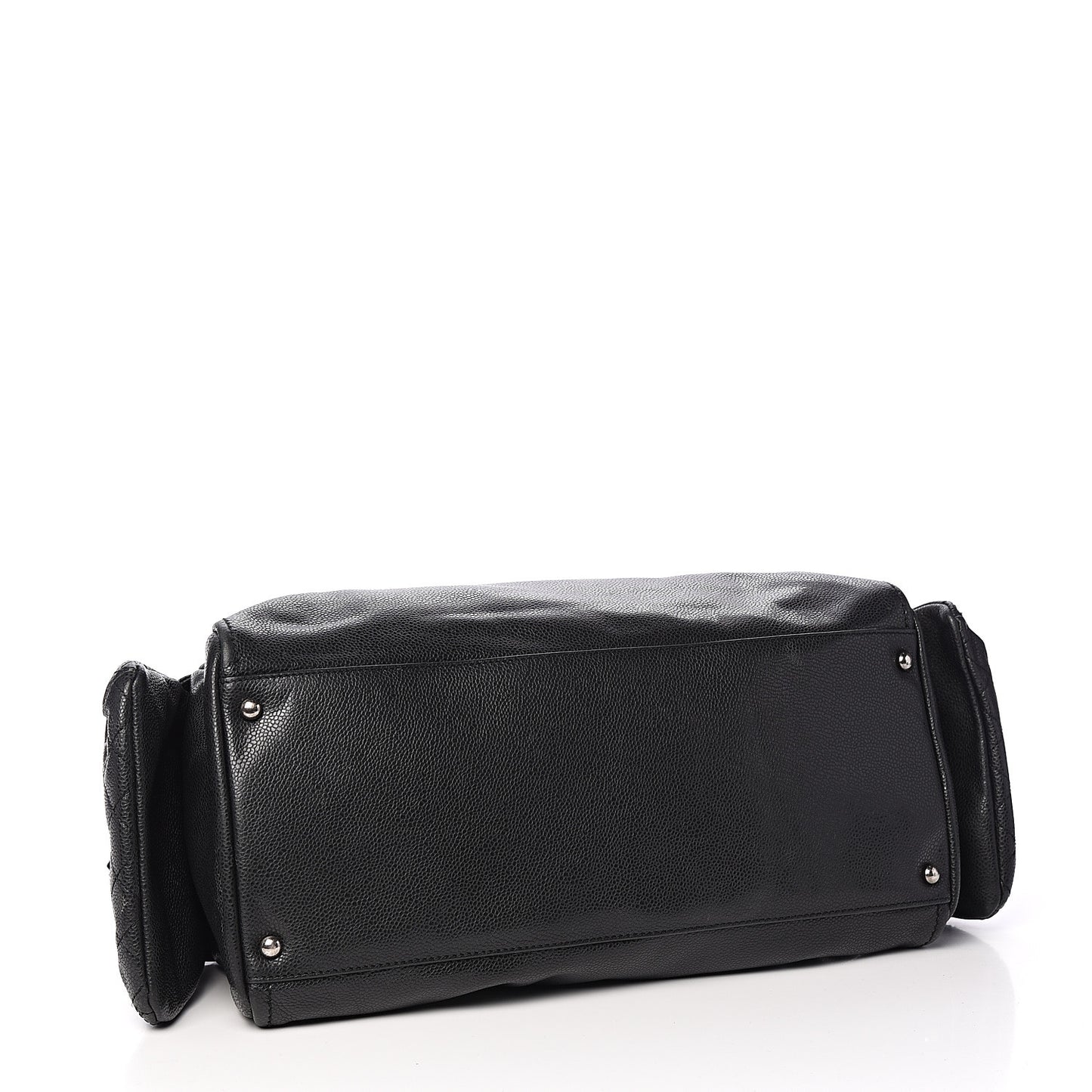 Glazed Caviar Quilted Mademoiselle Bowling Bag Black