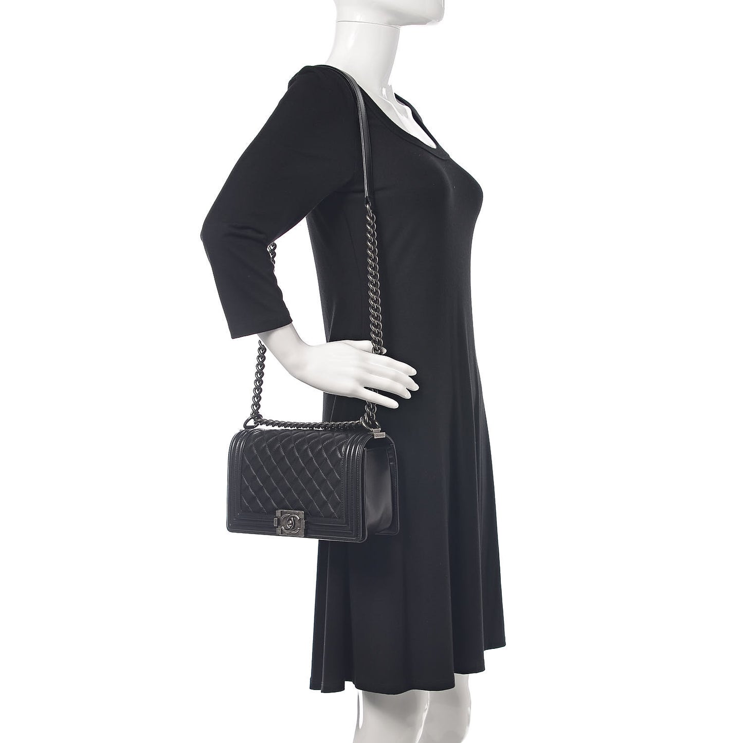 Lambskin Quilted Medium Boy Flap Black