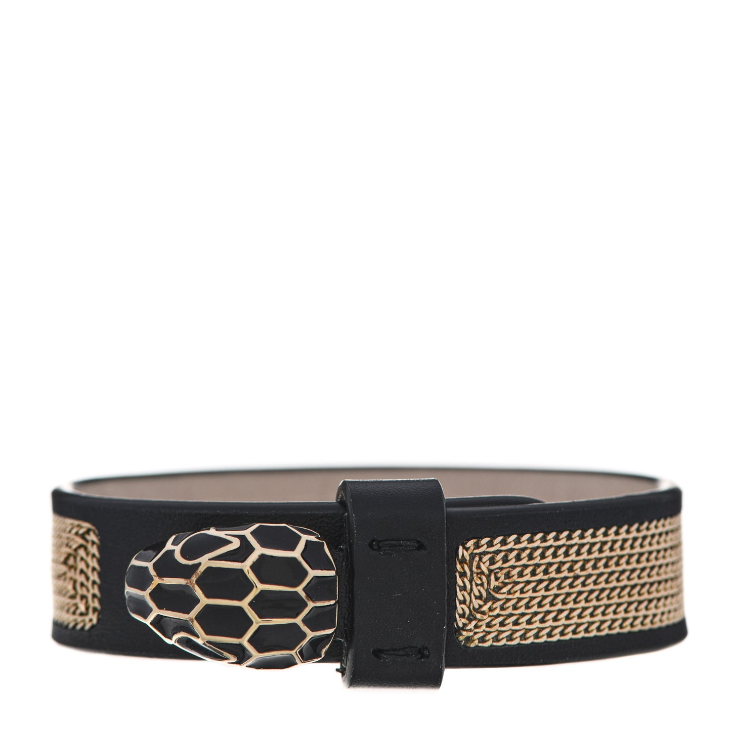 Leather Serpenti Forever Bracelet Black