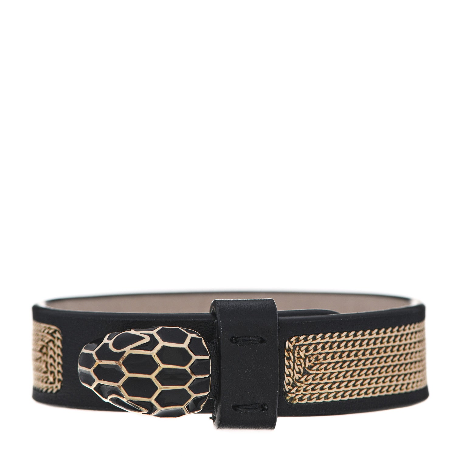 Bulgari Leather Serpenti Forever Bracelet Black 1 of 4