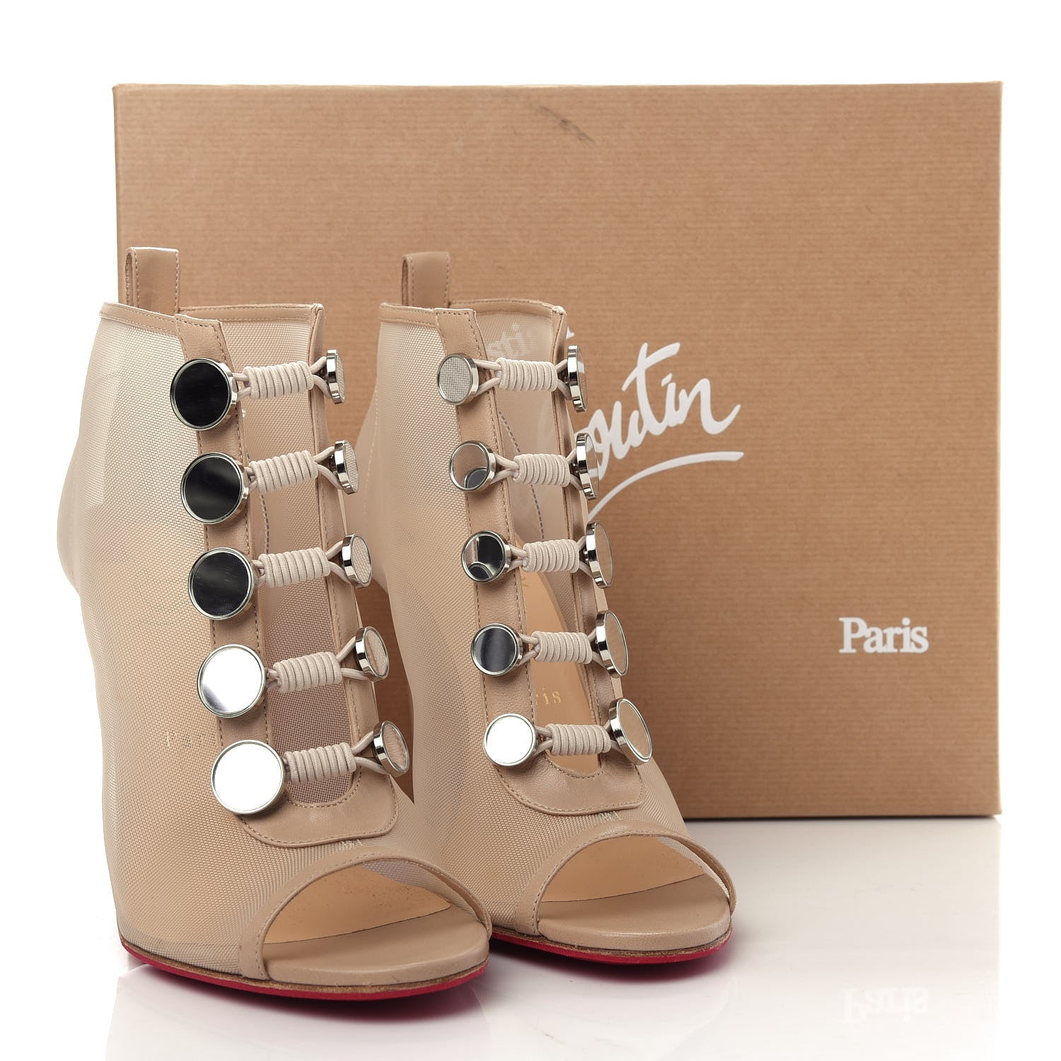 Christian Louboutin Mesh Nappa Marikate 100 Ankle Boots 40.5 Nude 10 of 10