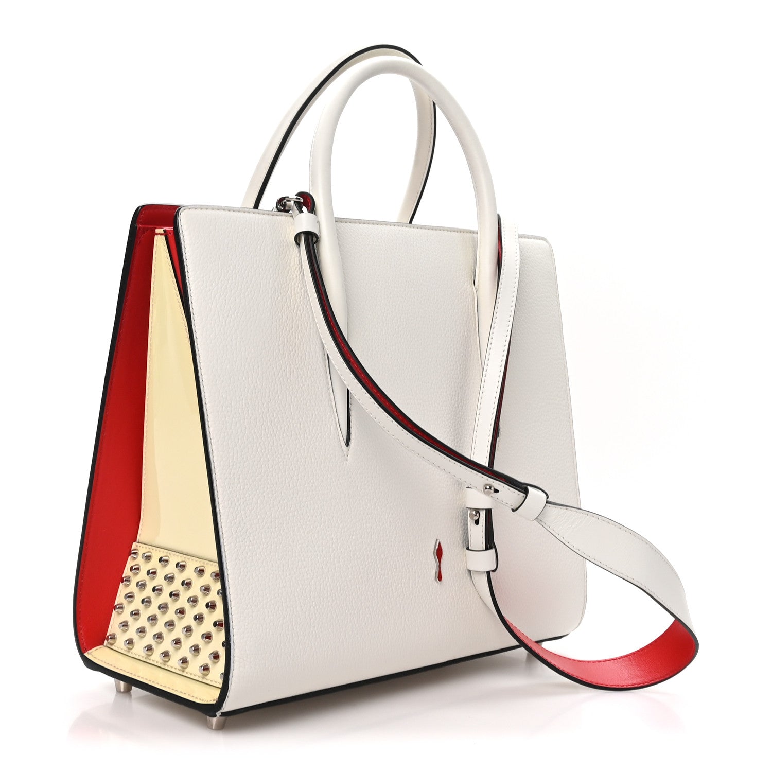 Christian Louboutin Calfskin Empire Studded Medium Paloma Snow 3 of 9