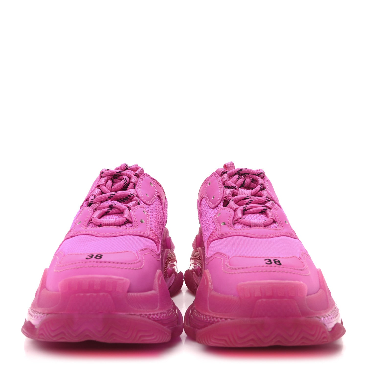 Balenciaga Fabric Mesh Clear Sole Fluo Womens Triple S Sneakers 38 Pink 3 of 9
