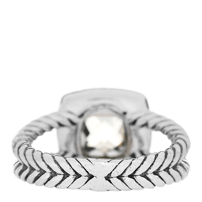 David Yurman Sterling Silver Diamond Prasiolite 7mm Petite Albion Ring 50 5.5 4 of 5