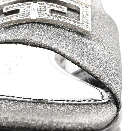 Givenchy Glitter Embellished Calfskin 4G Flat Sandals 36.5 Silver 9 of 10