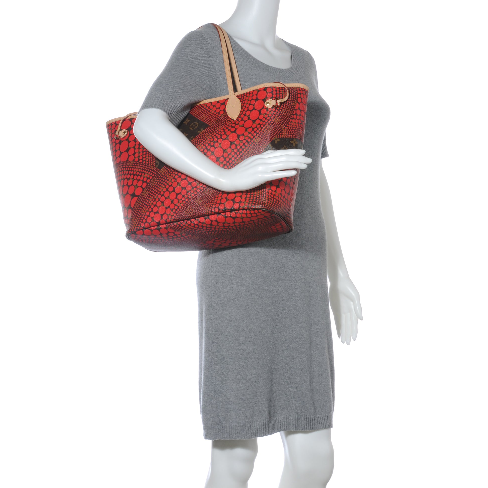 Louis Vuitton Monogram Kusama Waves Neverfull MM Red 2 of 7
