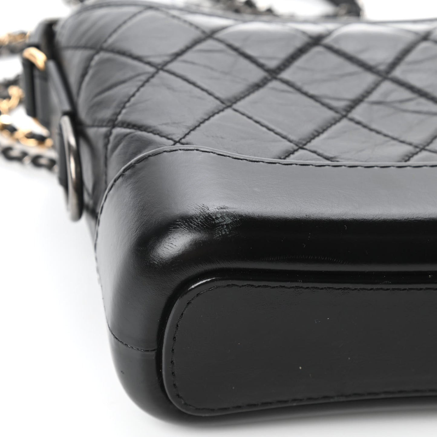 Aged Calfskin Quilted Small Gabrielle Hobo Black