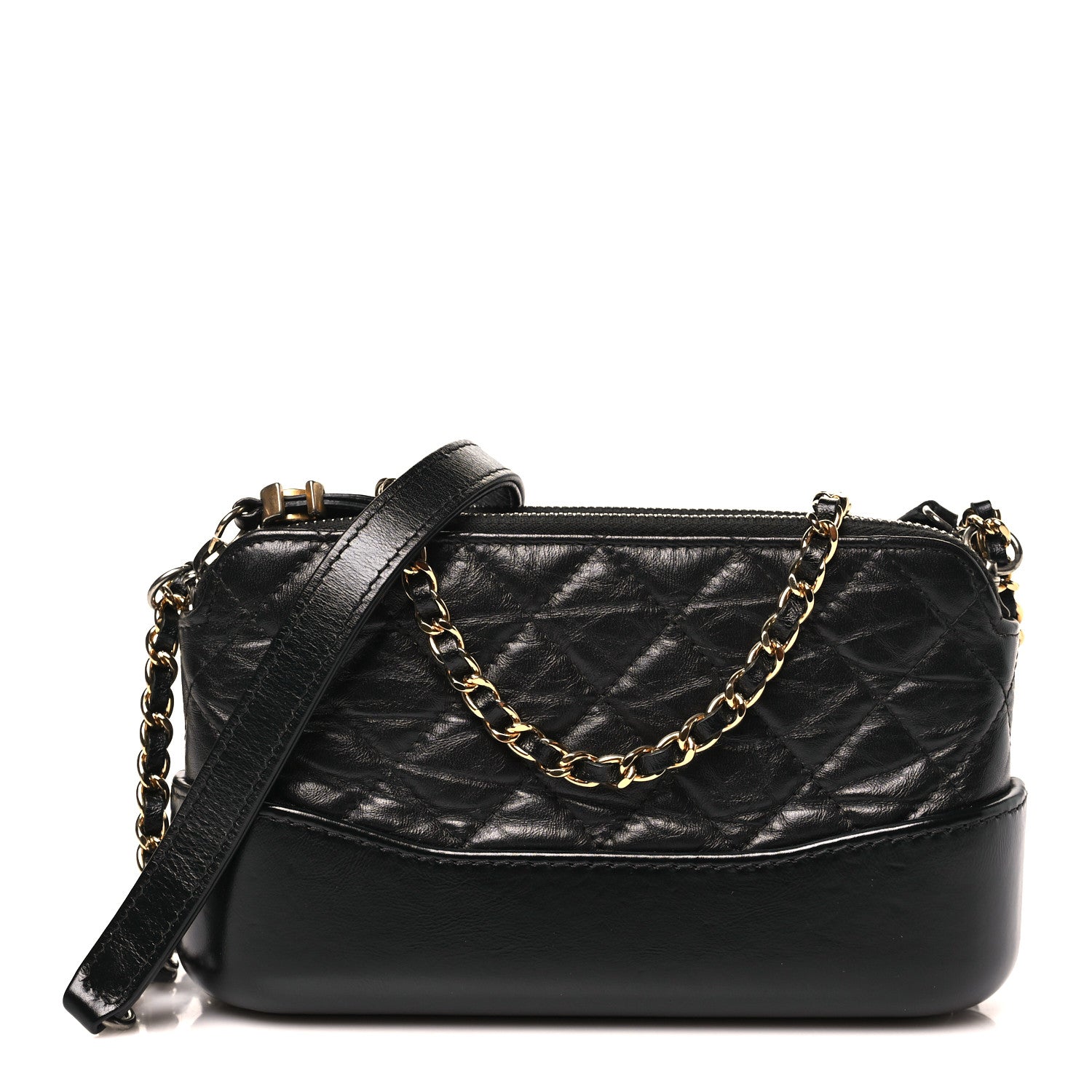 Chanel Aged Calfskin Quilted Small Gabrielle Clutch With Chain Black 1 of 10