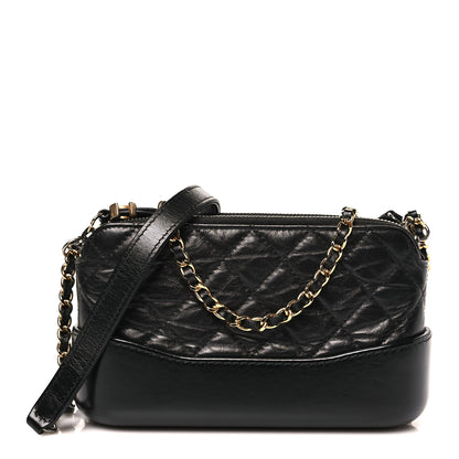 Chanel Aged Calfskin Quilted Small Gabrielle Clutch With Chain Black 1 of 10