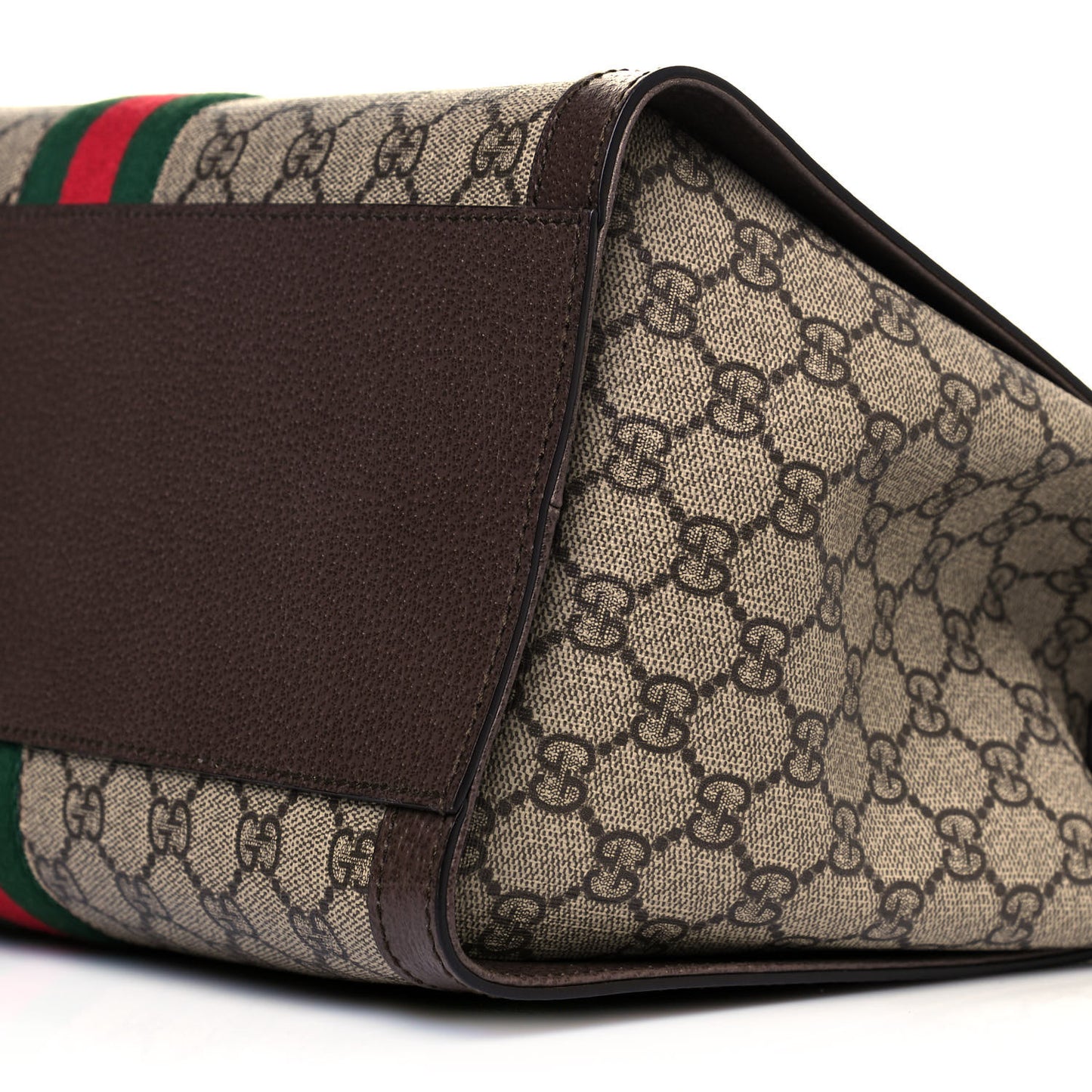 GG Supreme Monogram Web Medium Ophidia Tote Bag Brown