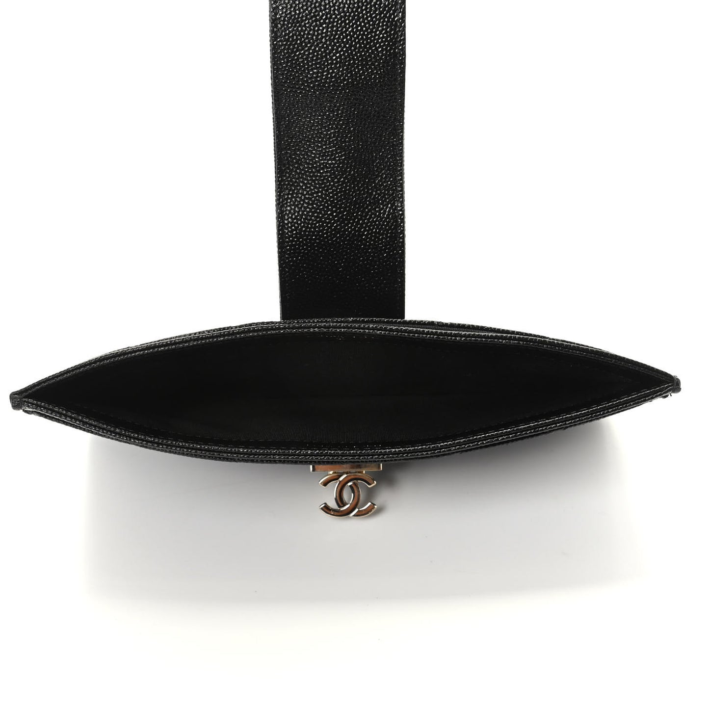 Caviar Quilted CC Strap Pouch Black