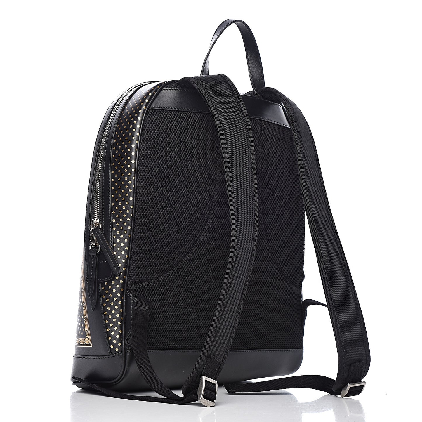 X SEGA Calfskin GUCCY Stars Dome Backpack Black Gold