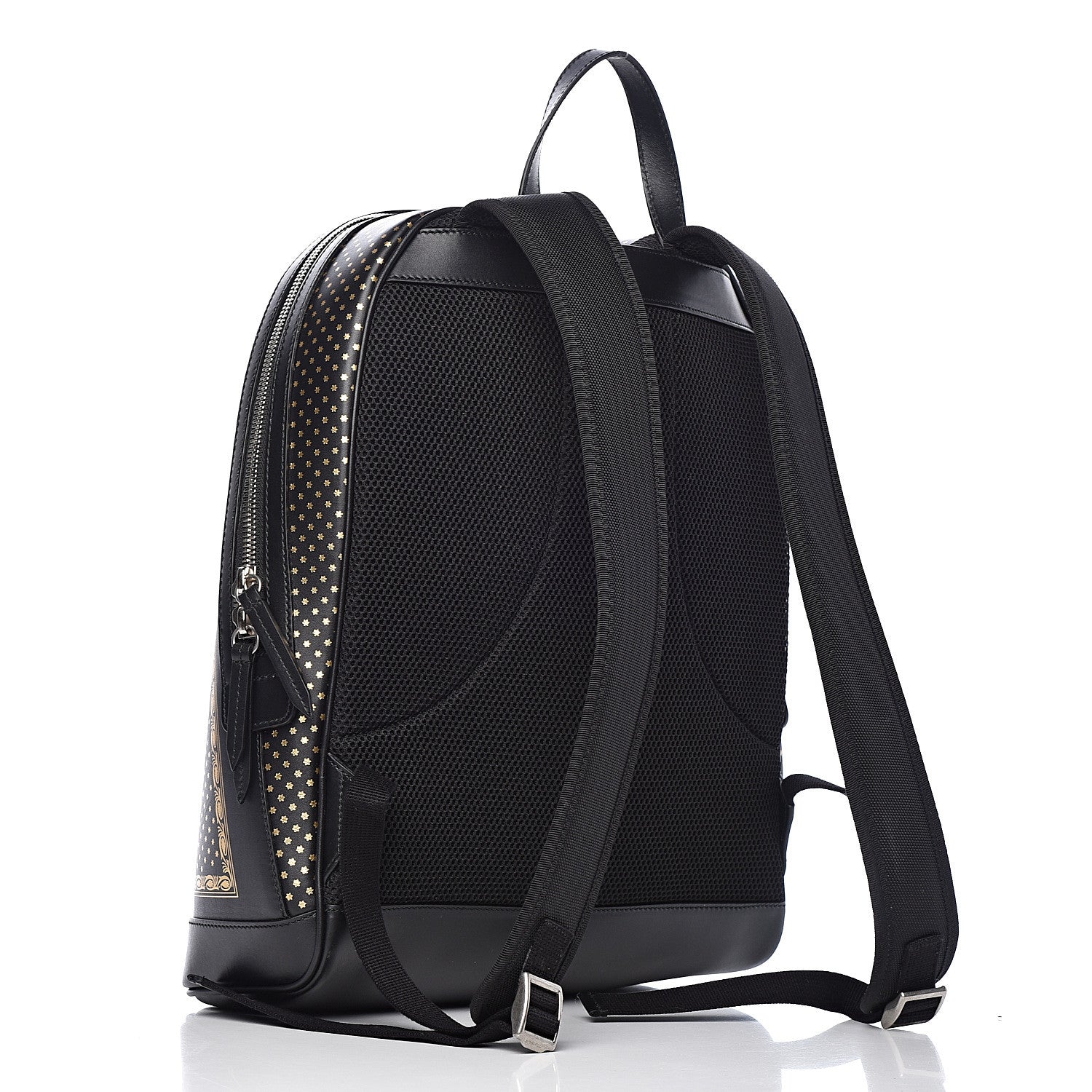 Gucci X SEGA Calfskin GUCCY Stars Dome Backpack Black Gold 3 of 11