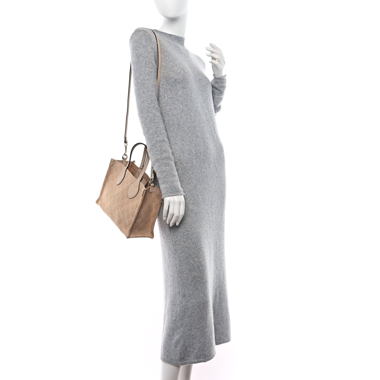 Gucci Denim Ophidia GG Monogram Tote Medium Light Beige 2 of 13