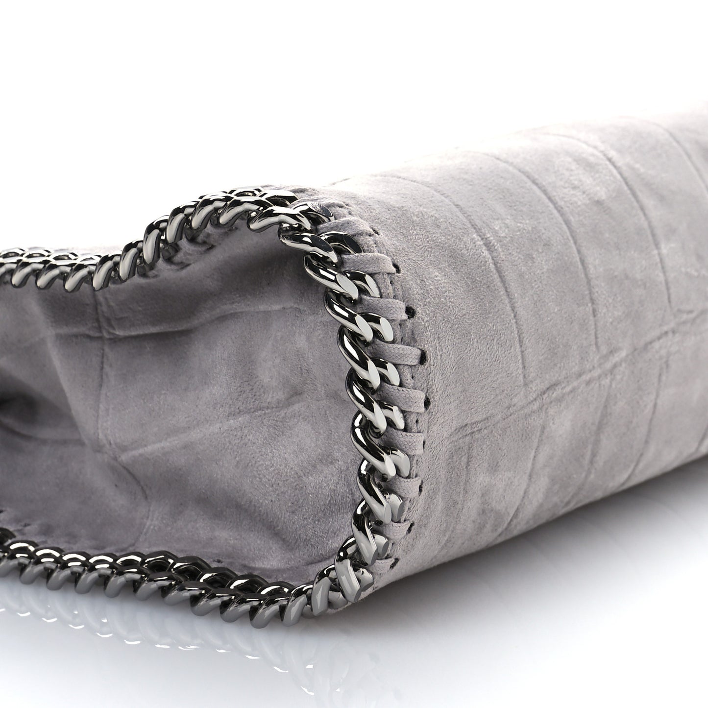 Shaggy Deer Embossed Crocodile Effect Mini Falabella Fold Over Tote Light Grey