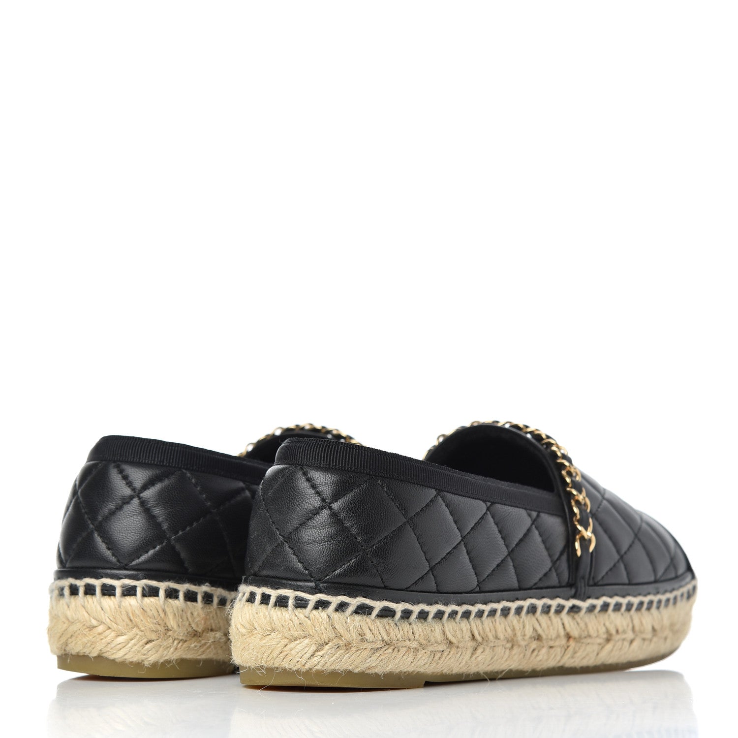 Chanel Lambskin Quilted CC Chain Espadrilles 36 Black 4 of 25