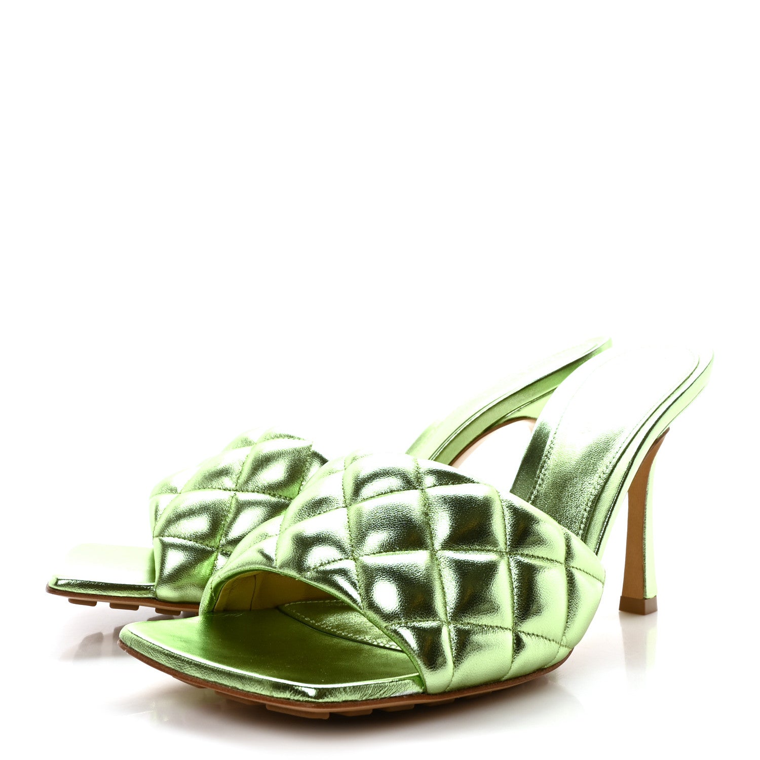 Bottega Veneta Metallic Nappa Reflection Matelasse Padded Mule Sandals 39 Pistachio 4 of 8