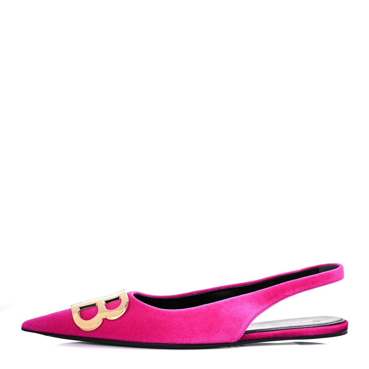 Velvet BB Knife Pointy Toe Slingback Flats 36 Pink