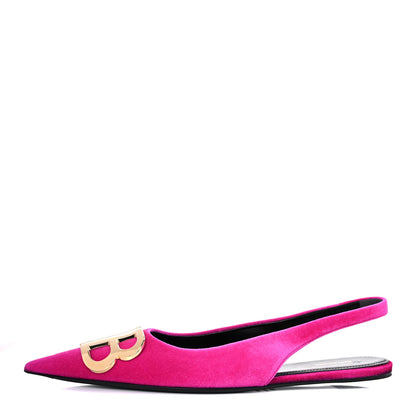 Balenciaga Velvet BB Knife Pointy Toe Slingback Flats 36 Pink 1 of 9