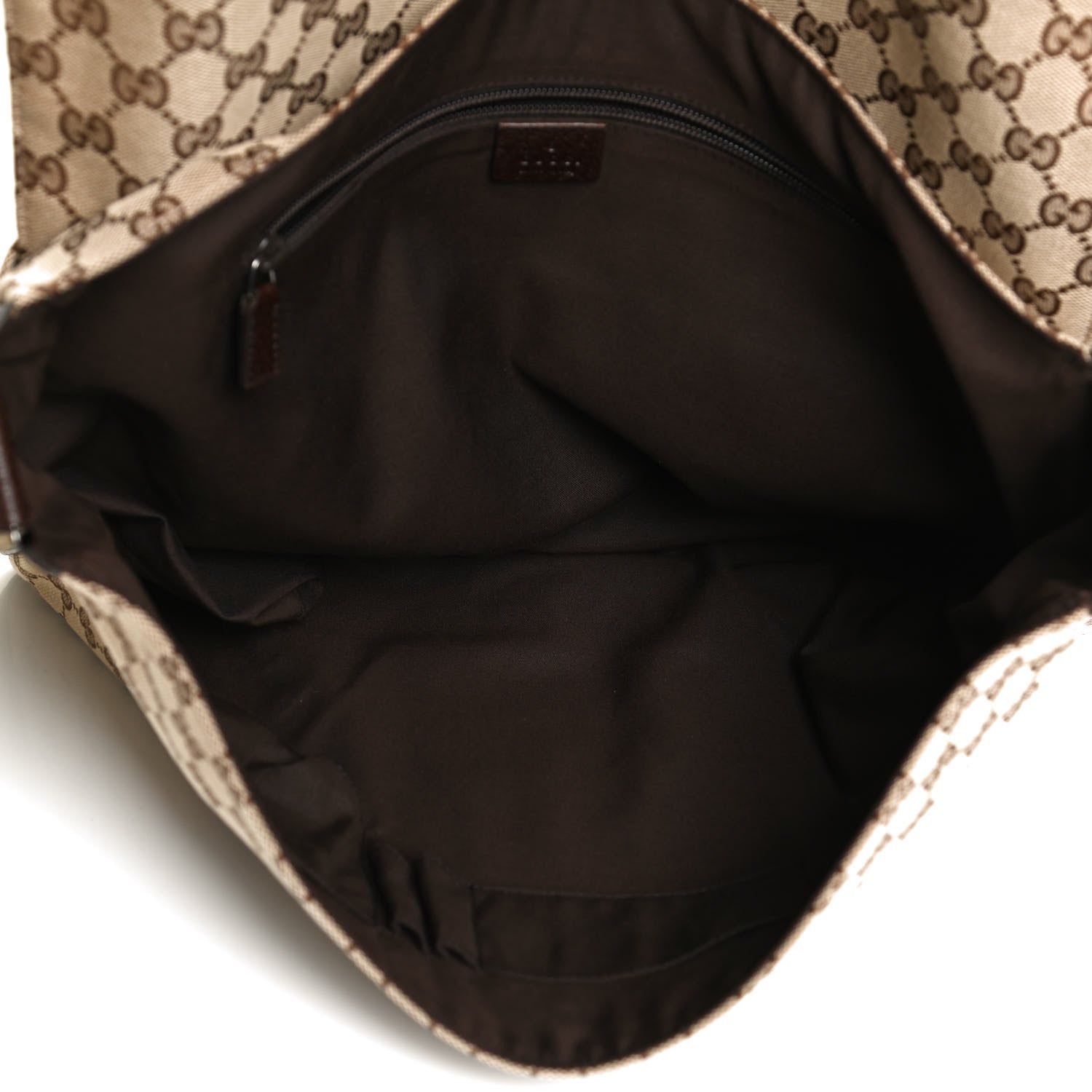 Gucci Monogram Large Flap Messenger Bag Beige Dark Brown 4 of 10