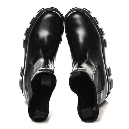 Prada Spazzolato Rois Triangle Monolith Chelsea 55mm Boots 39 Black 2 of 9