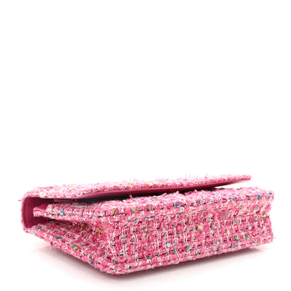 Chanel Tweed Quilted Wallet On Chain WOC Pink Blue White 3 of 10