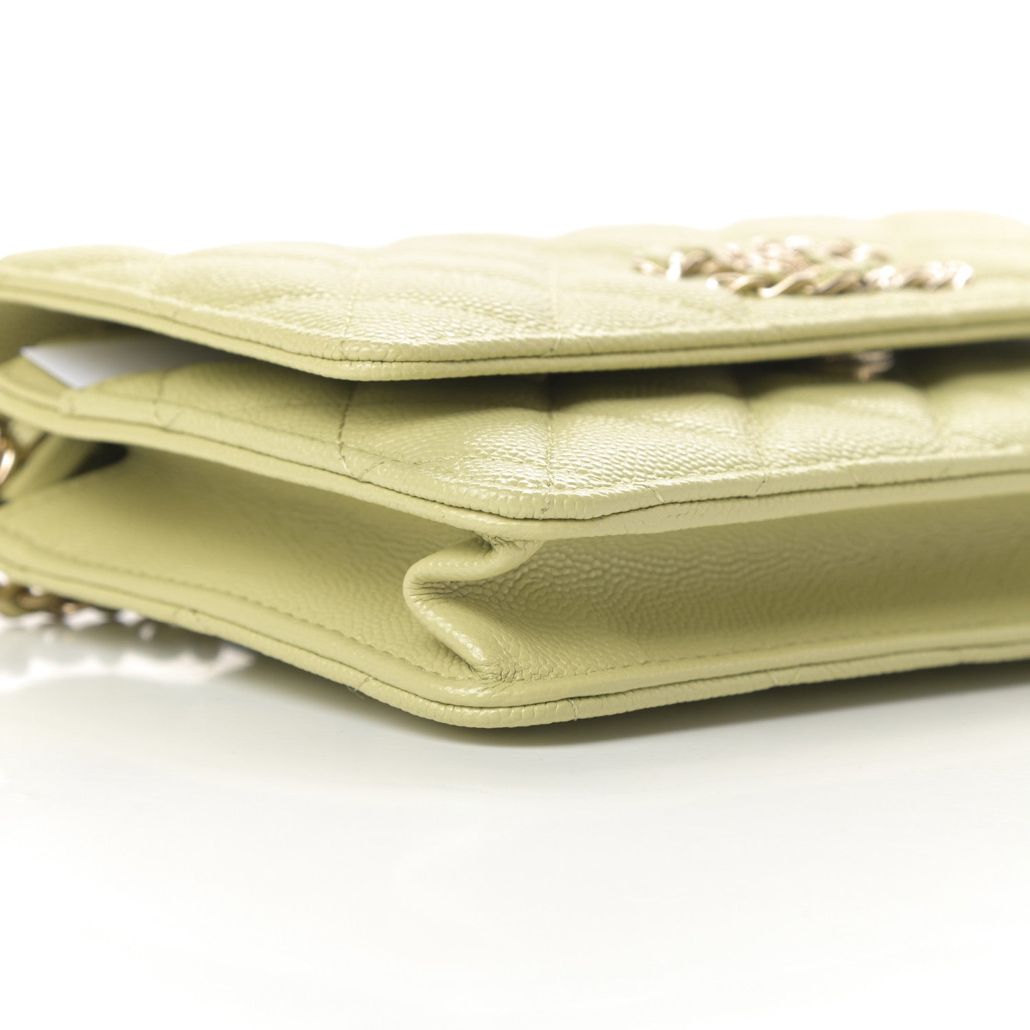 Chanel Caviar Quilted French New Wave Chain CC Wallet On Chain WOC Light Green 10 of 12
