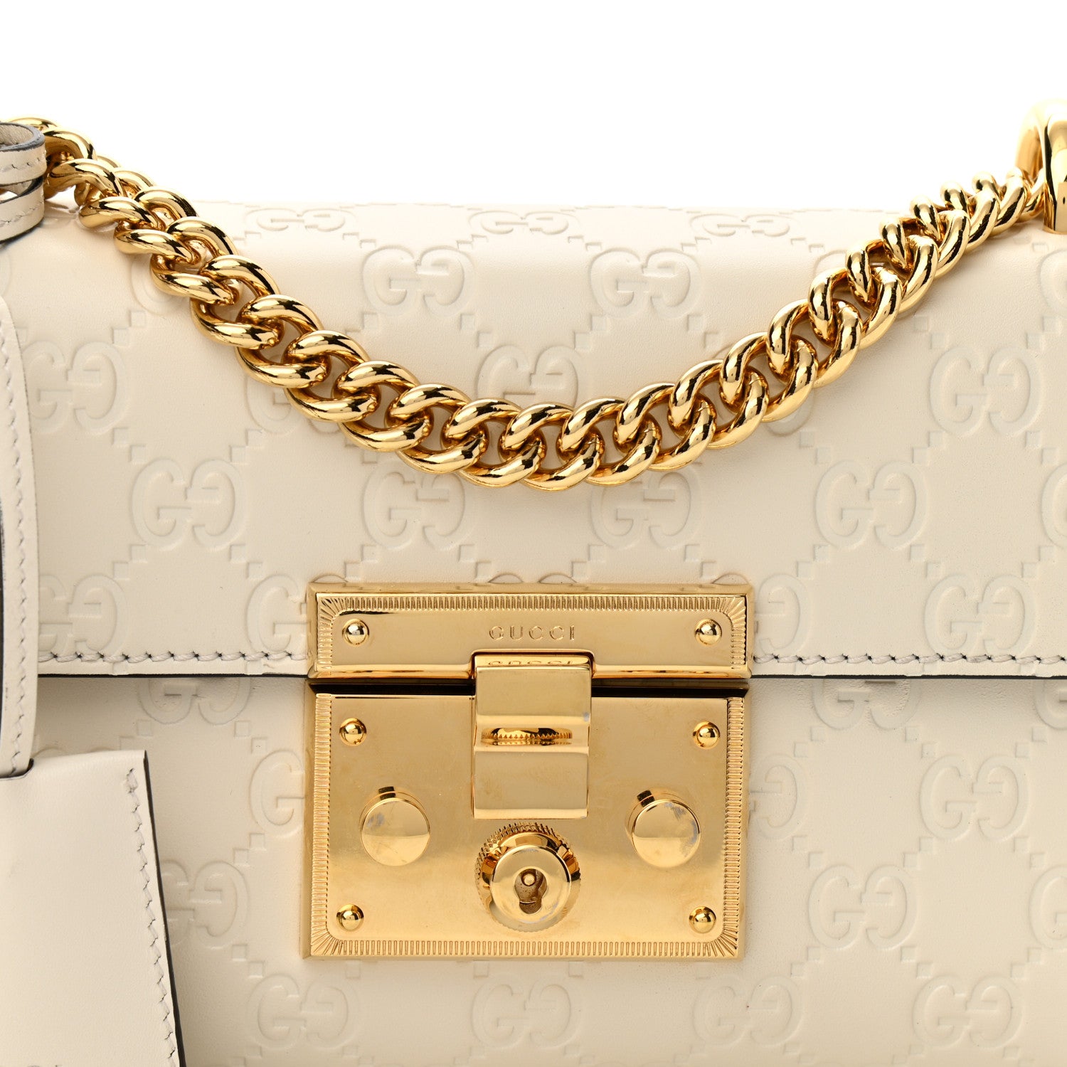 Gucci Guccissima Small Padlock Shoulder Bag White 8 of 10