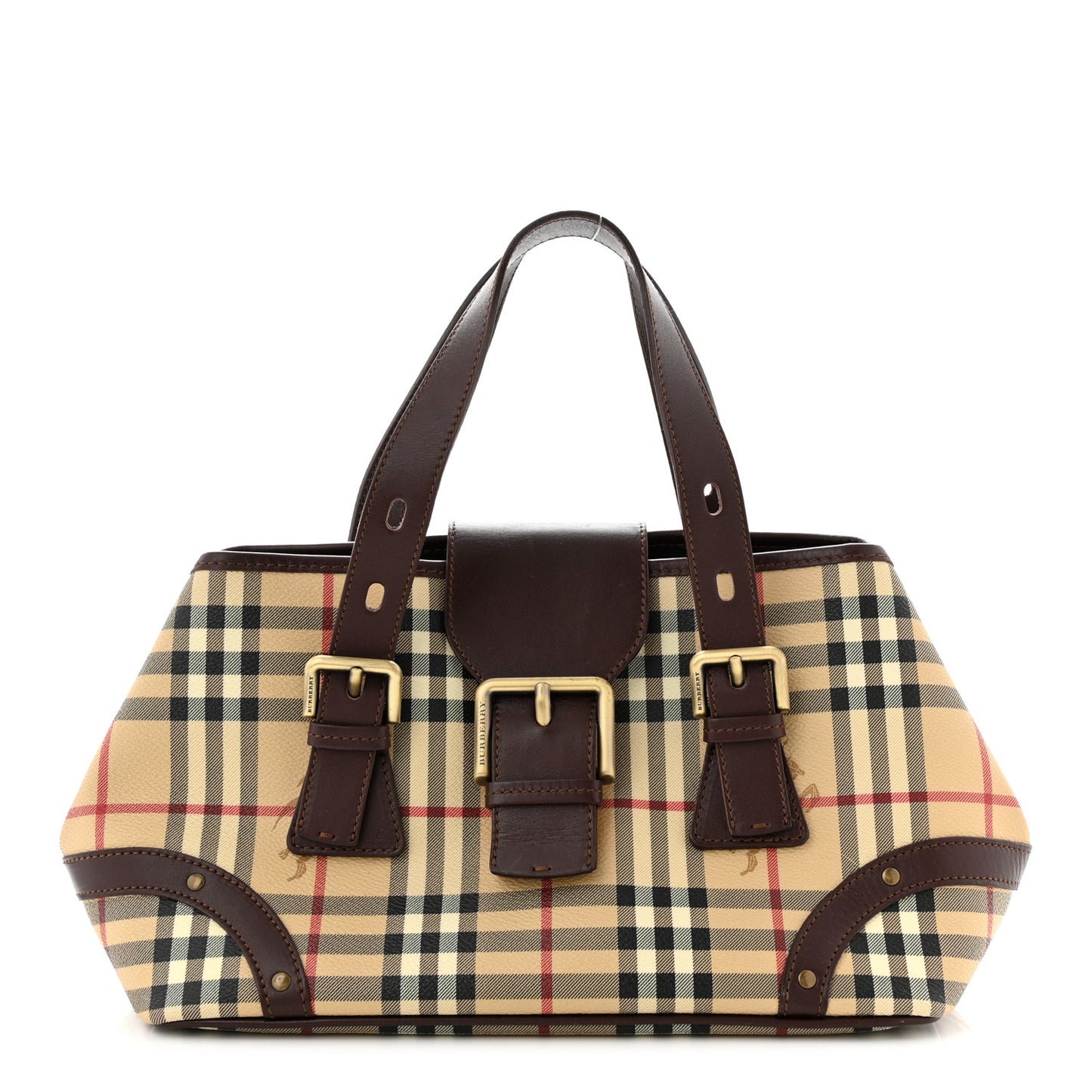 Haymarket Check Studded Satchel Chocolate