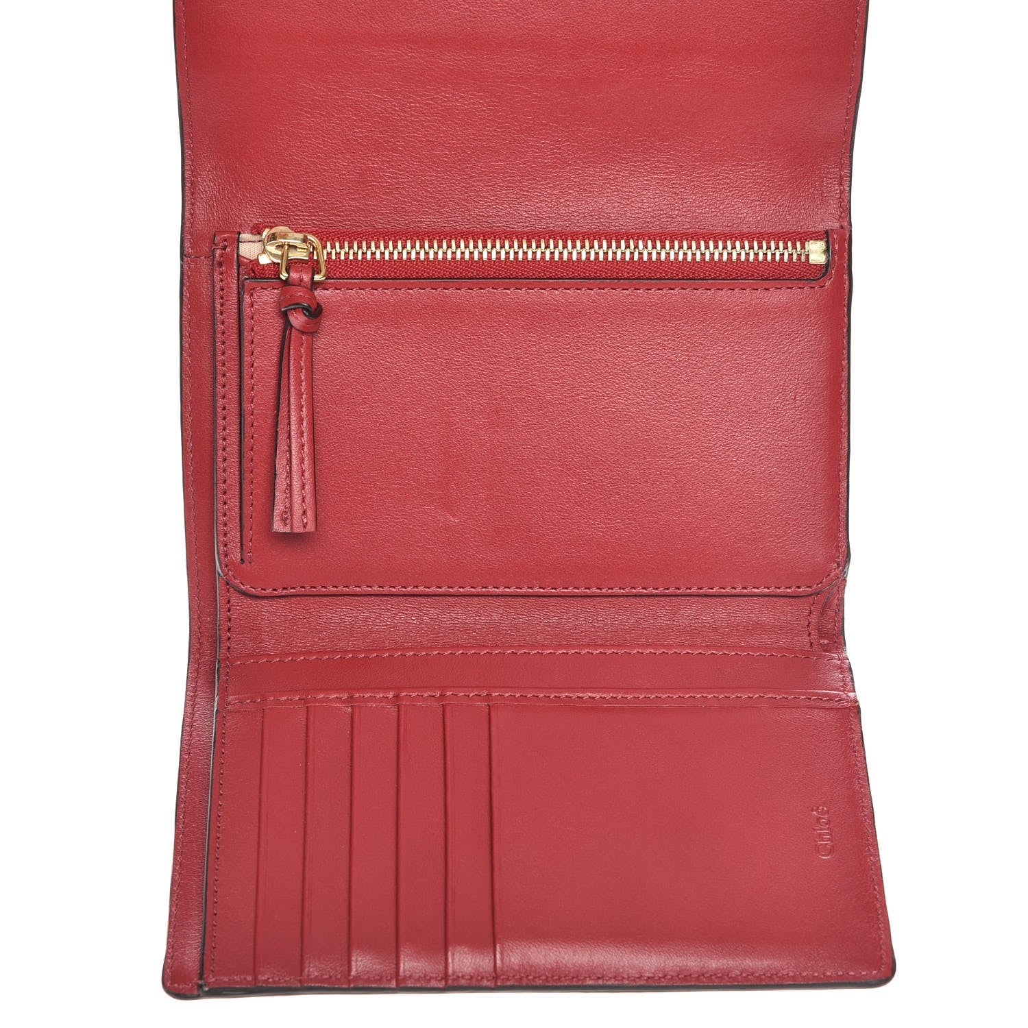 Chloe Grained Calfskin Alphabet Compact Wallet Terracotta Red 5 of 10