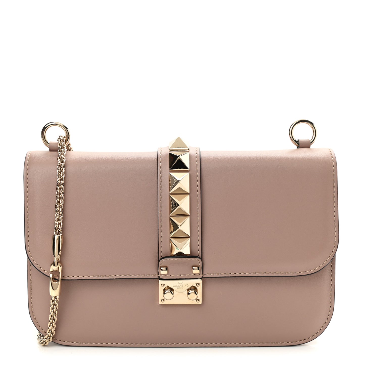 Vitello Medium Glam Lock Rockstud Flap Poudre