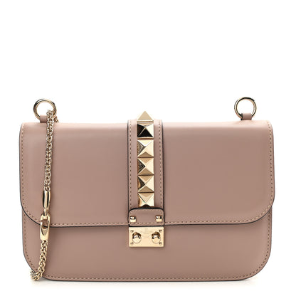 Valentino Garavani Vitello Medium Glam Lock Rockstud Flap Poudre 1 of 10