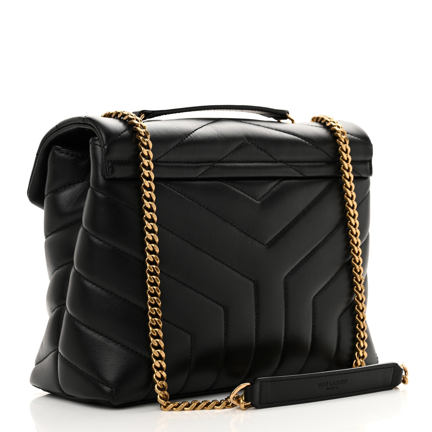 Saint Laurent Calfskin Y Quilted Monogram Small Loulou Chain Satchel Black 3 of 9