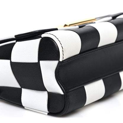 Louis Vuitton Calfskin Damier Tressage Twist Shoulder Bag MM Black White 9 of 10