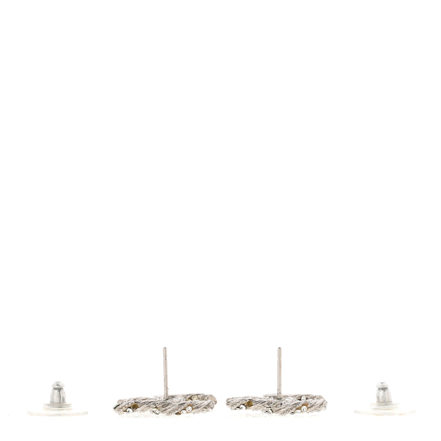 Crystal Twisted CC Earrings Silver