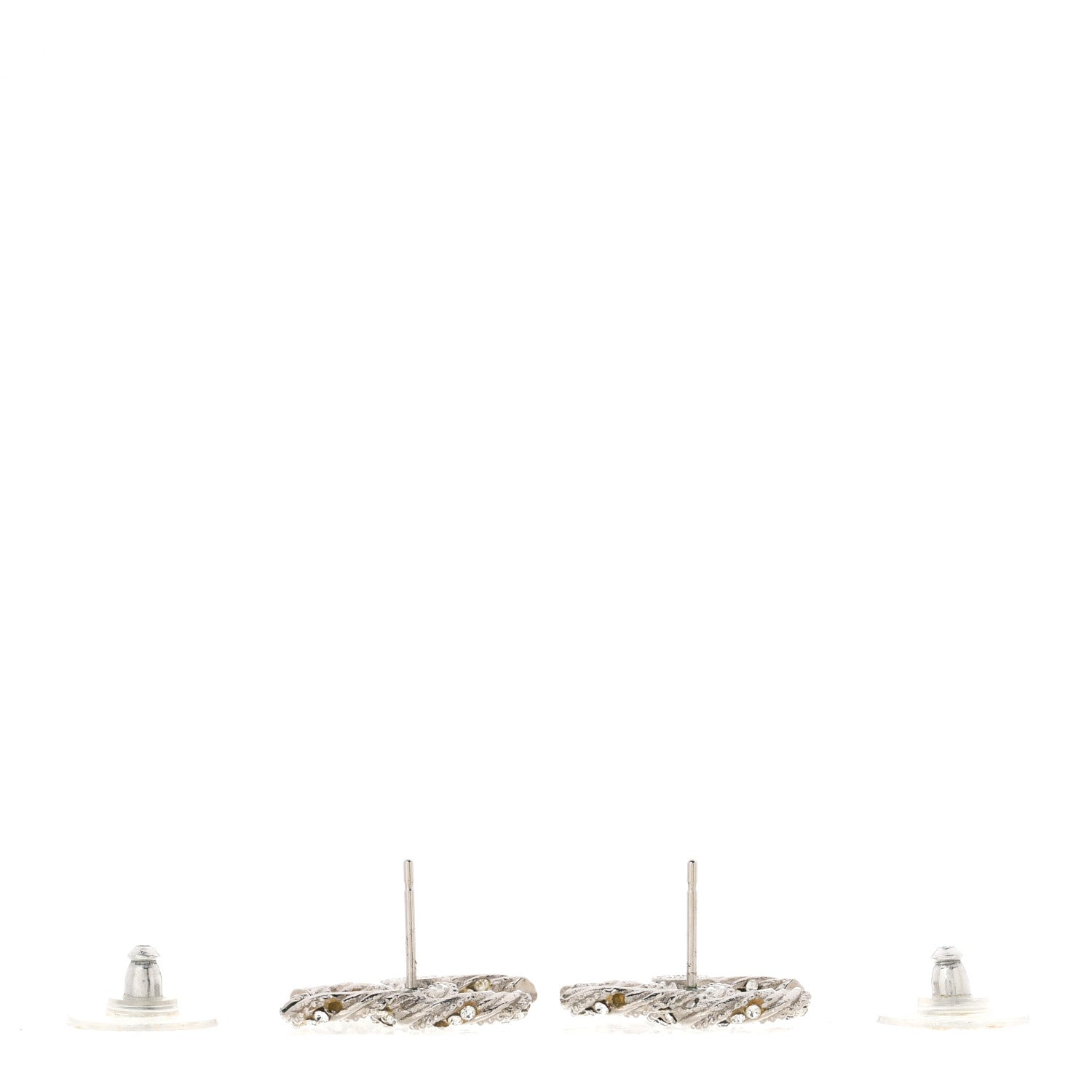 Chanel Crystal Twisted CC Earrings Silver 3 of 4